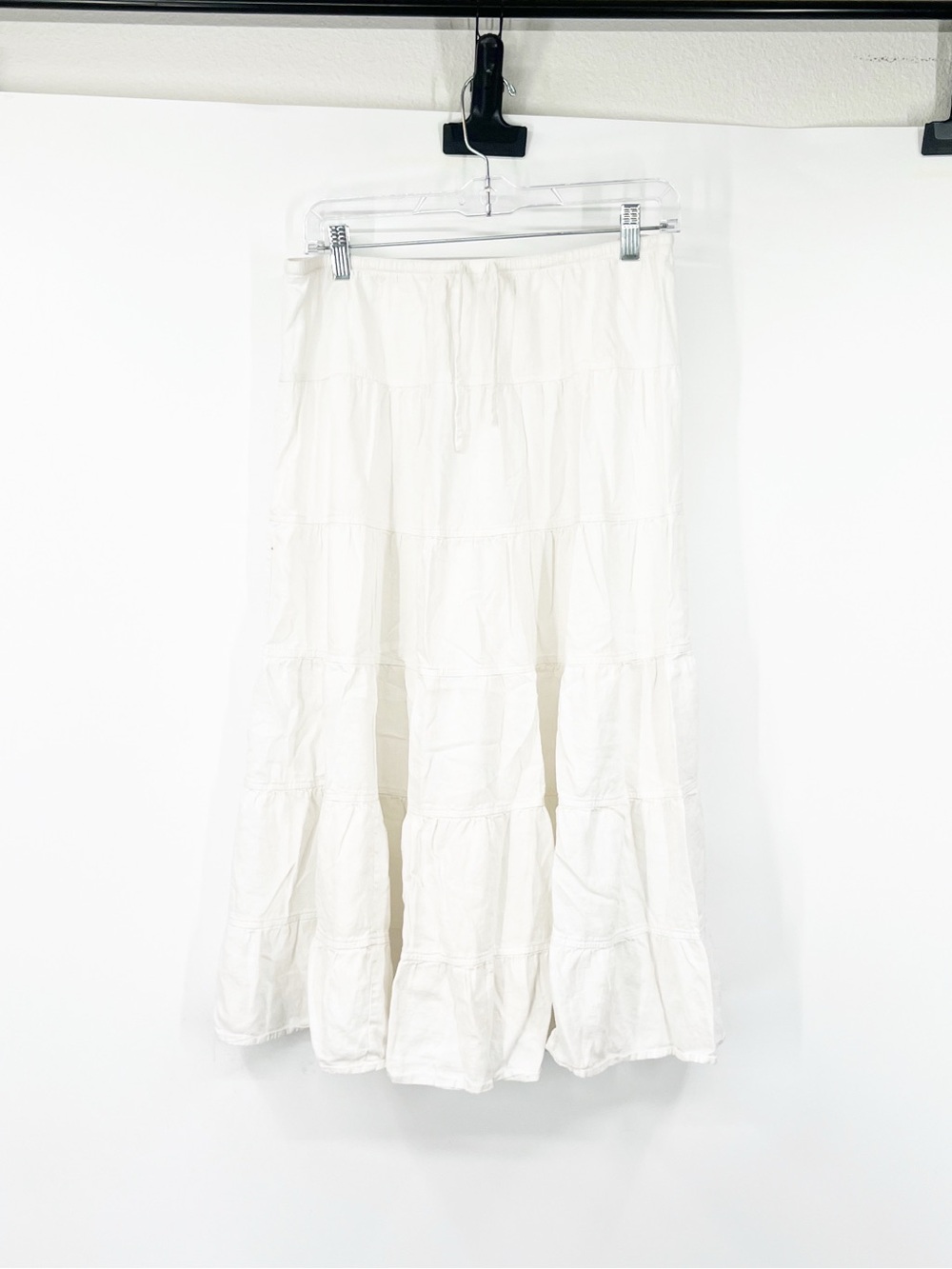 Wilfred Aritzia White Tiered Maxi Skirt Linen Blend